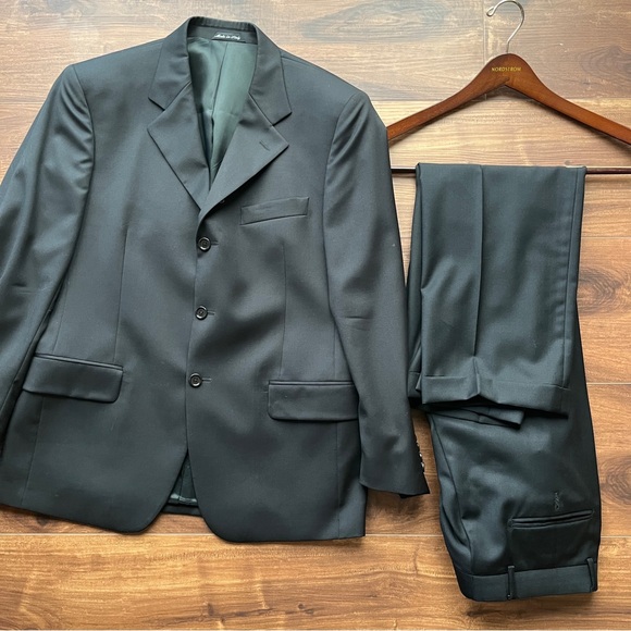 Chiavari Black wool Suit formal wedding business event